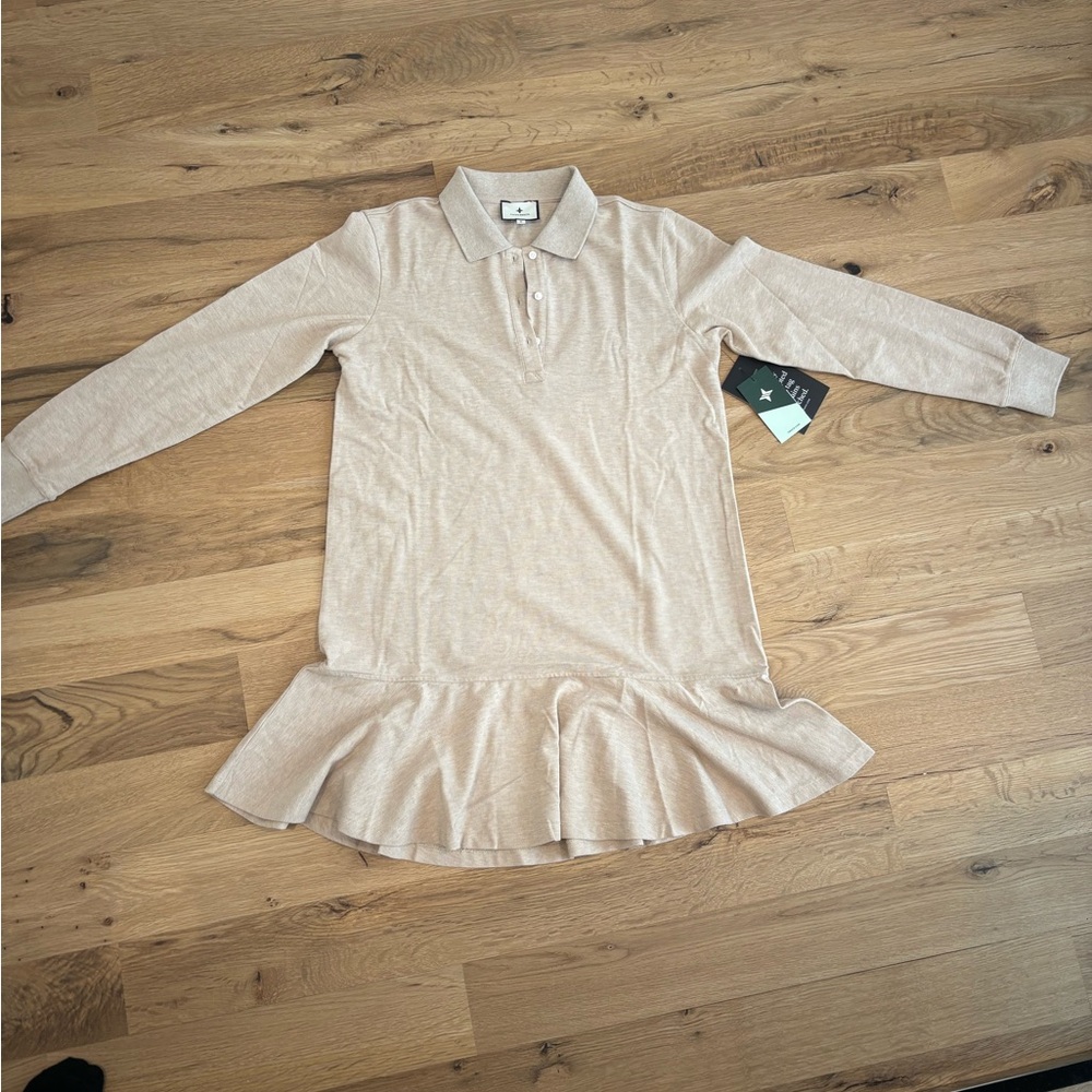Tuckernuck Beige Polo Ruffle-Hem Dress